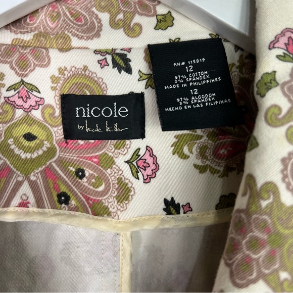 NICOLE MILLER Floral Print Boho Peacoat Jacket Size 12 - Picture 4 of 7